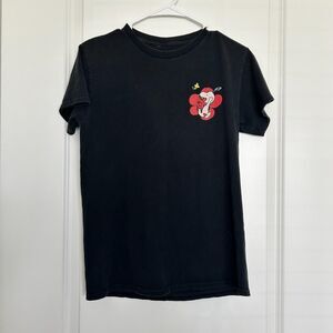 Snoopy x Tillys (S) Black & Red T-shirt w/ Japanese Back Graphic